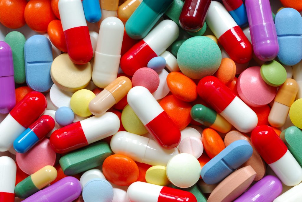 image of various coloured prescription drug pills