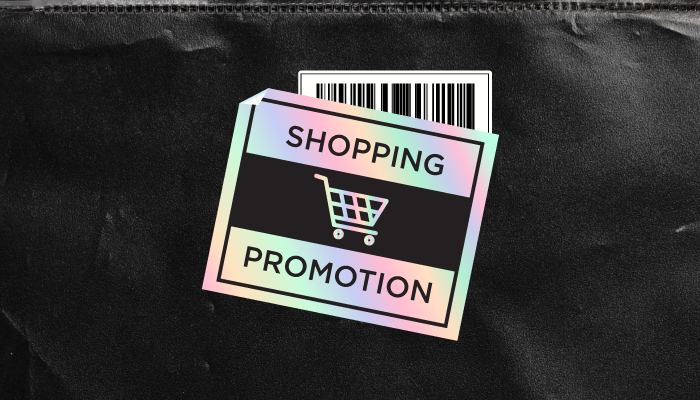 shopping promotion and barcode stickers, black background