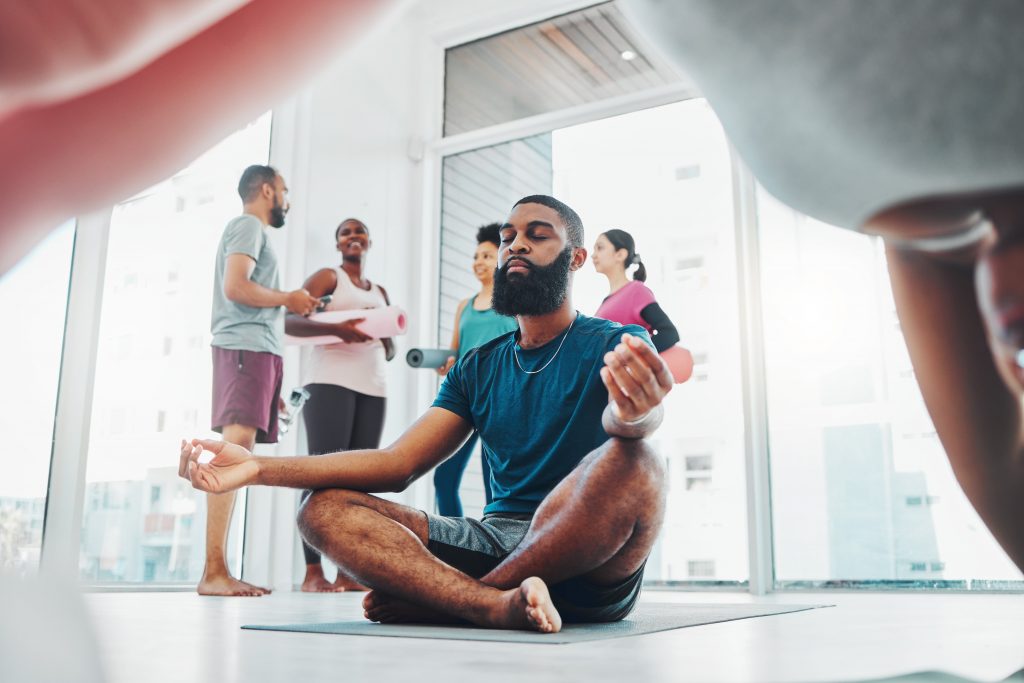 man doing yoga