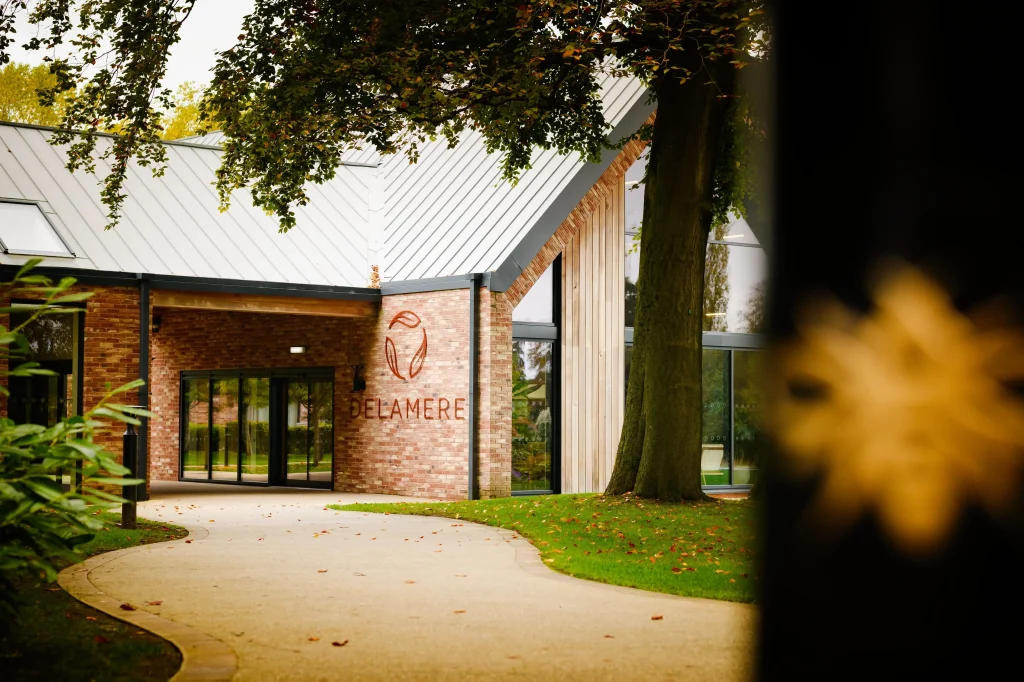 Delamere entrance and logo