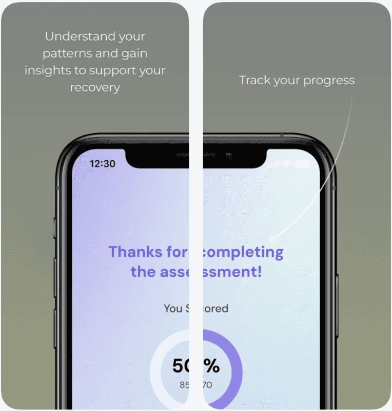Delamere Alumni App patterns and insights to support recovery screen