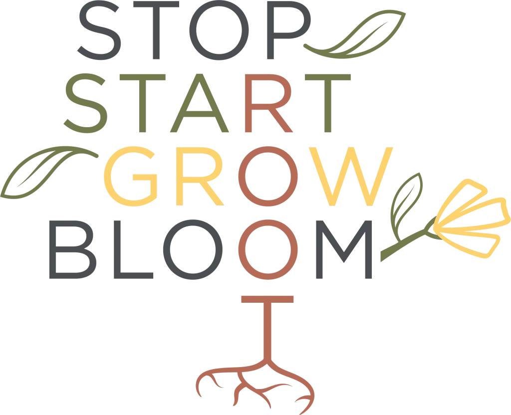 Stop Start Grow Bloom Root Logo