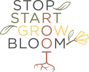 Stop Start Grow Bloom Root Logo