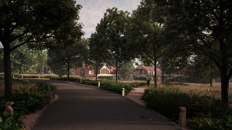 Render of entrance to Delamere Nottingham addiction treatment facility.